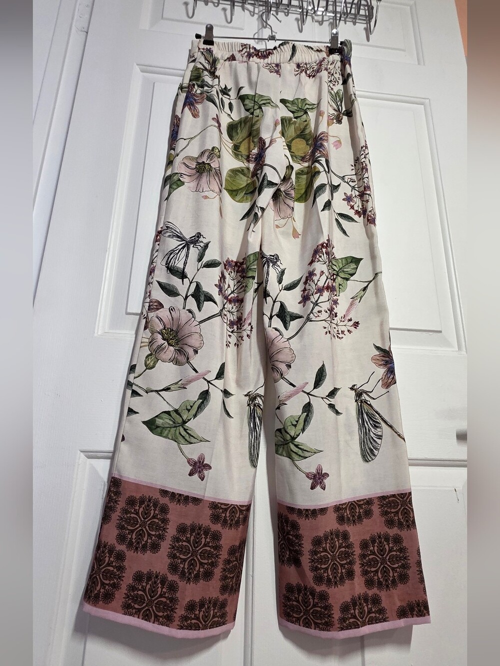 ZARA Tropical Flotal Print Pants Elegant Straight Leg Relaxed Pants - Picture 7 of 14